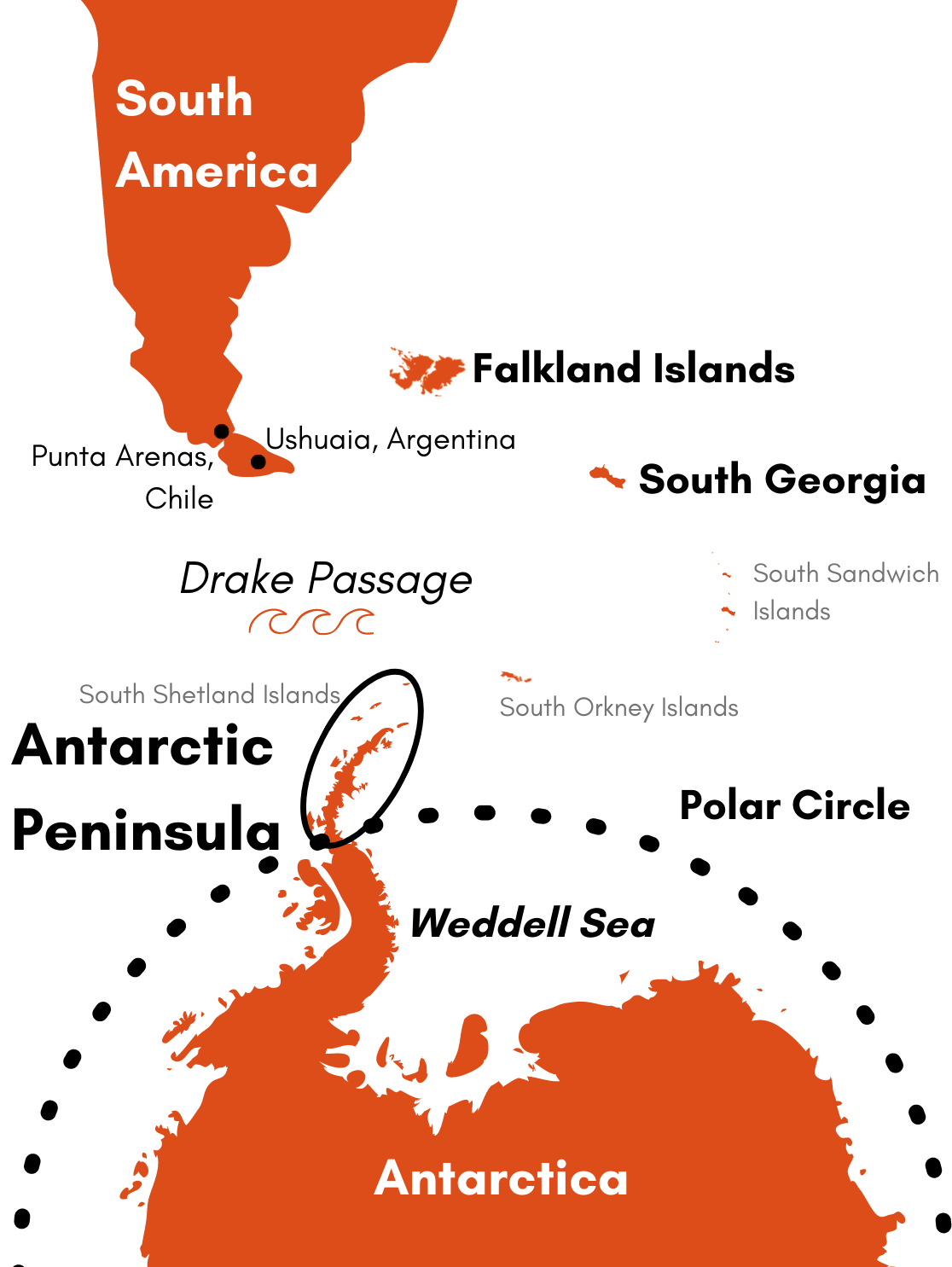 map showing the antarctic peninsula